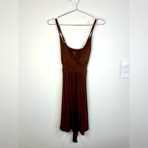 Edge Brown Spaghetti Strap Empire Waist Midi Dress Size Small Casual Chic